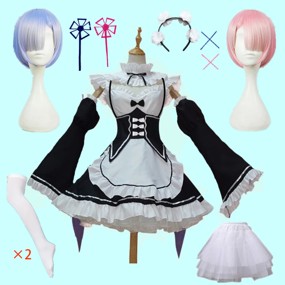 Rem Ram Maid Cosplay Costumes Re:Zero kara Hajimeru Isekai Seikatsu Kawaii cos dresses Re Life In a Different World Anime | Тематическая