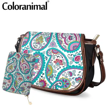 

Coloranimal Simple Women Small Saddle Bags Boho Style Paisley Pattern PU Crossbody Handbags Ladies Fashion Shoulder sac main