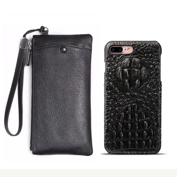 

CKHB Real Leather Wallet + Back Cover Case For iPhone 7 8 Plus 5.5" Luxury Genuine Leather Back Cover For iphone 8Plus bag