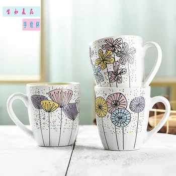 

Creative Hand-painted Ceramic Mug Simple Coffee Cup with Handle 450ml Large Capacity Milk Breakfast Mugs Office Drinking Teacups