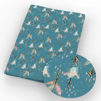 

David accessories 50*140cm Feather Printed Textile Polyester Cotton Fabric Patchwork for Dress Making Puppet Pillar,1Yc9126