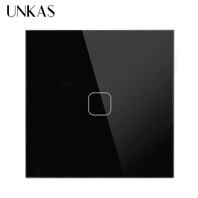 WiFi Black 1 gang UNKAS стандарт ЕС 1/2 банды Tuya/Smart Life/ewelink WiFi настенный светильник сенсорный выключатель для Google Home Amazon Alexa Голосовое управление - Цвет: WiFi Black 1 gang