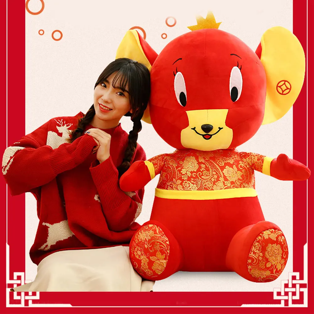 

2020 Rat Year Kawaii China Red Dress Mascot Rats Plush Mouse In Tang Suit Soft Chinese New Year Party Decorations Birthday Gifts