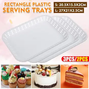 

Food Serving Tray Rectangular Plastic Storage Tray Dessert Bread Fruit Plate Afternoon Tea Snack Plate for Restaurant Home Hotel
