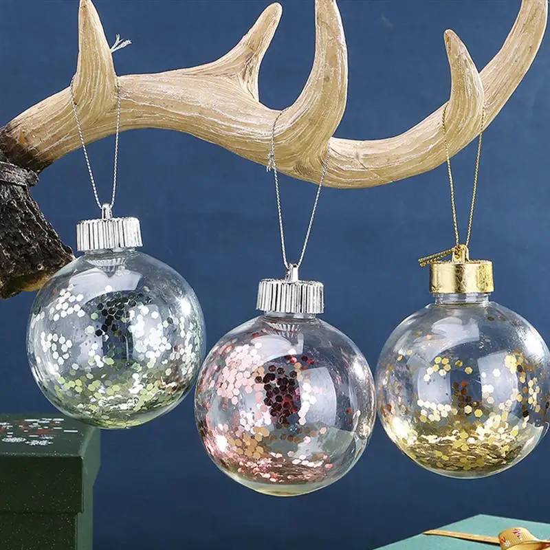 4 PCS Hanging Pendant Transparent Festive Christmas Home Decor Ornament Pendants for Window Fireplace Xmas Tree
