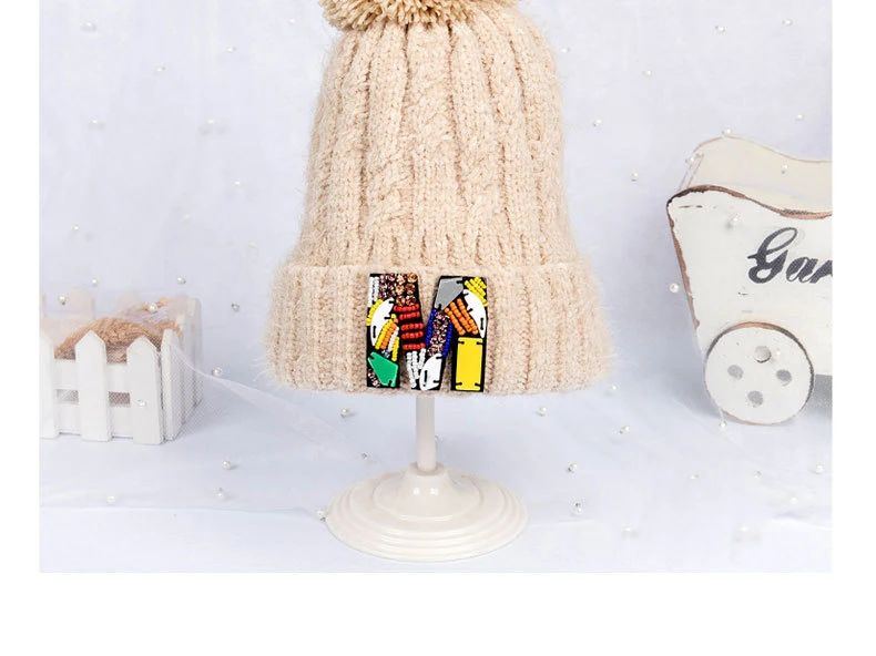 Детская модная осенне-зимняя утепленная теплая вязаная шляпа, двухслойная шапочка с помпоном и надписями Z159