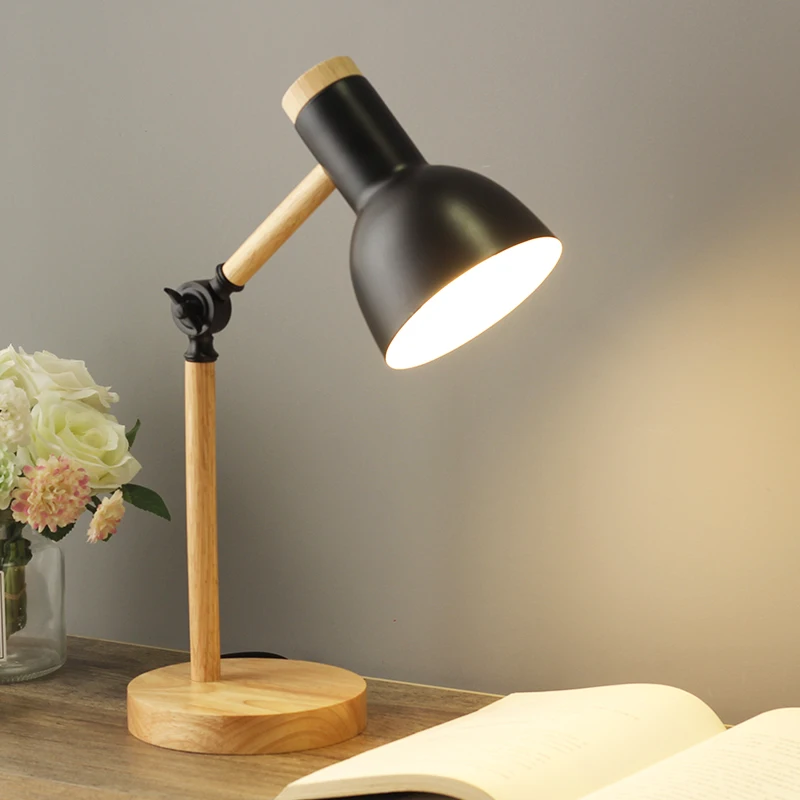 Настольная лампа в скандинавском стиле, Современная прикроватная лампа для спальни, детская офисная лампа для чтения и учебы, регулируемая промышленная настольная лампа Ins, E27, EU