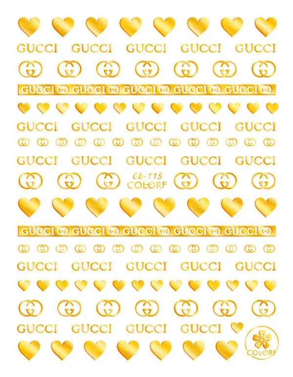Золотой спортивный стиль, фирменный логотип, 3D стикер для ногтей, сделай сам, наклейки, наклейки для маникюра, наклейки для ногтей, новинка - Цвет: 5 pcs CB-115