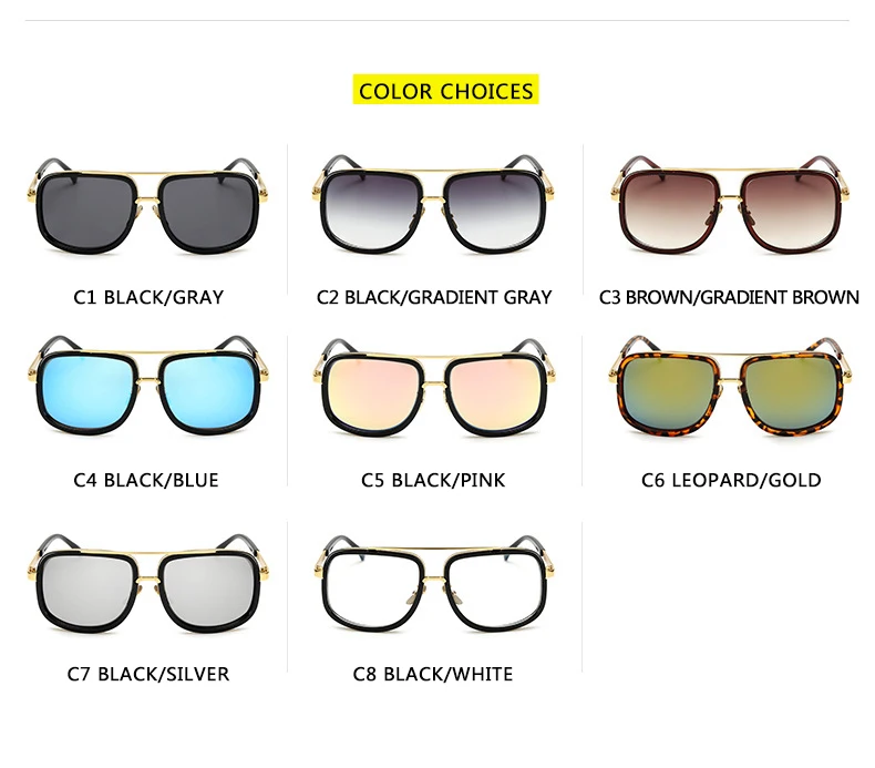 Новые модные солнцезащитные очки с большими рамами Мужские квадратные металлические солнцезащитные очки Женские Ретро солнцезащитные очки винтажные высококачественные Gafas Oculos De Sol