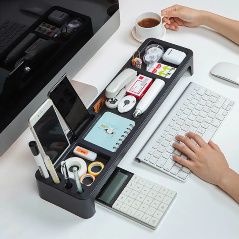 

Multi-function Desktop Office Storage Box Rack Stationery Organizer Keyboard Storage Box Pen Holder Mobile Phone Holder