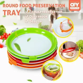 

Round Creative Food Preservation Tray Round Clever Tray Creative Food Plastic Preservation Tray Kitchen Items Food Storage Conta