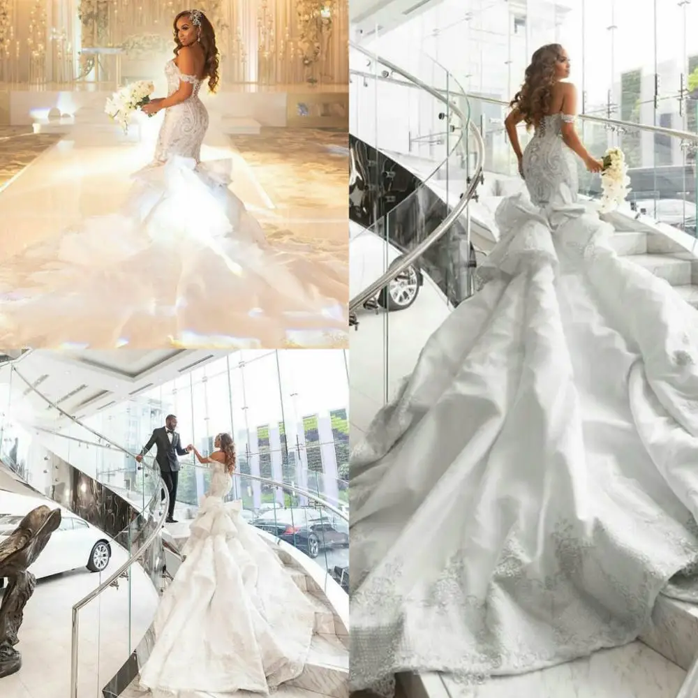 セール期間限定 南アフリカ人魚のウェディングドレスプラスサイズオフショルダーロングトレイン黒人ガールローブデのみ 注目ブランド Dbernardo Com Br