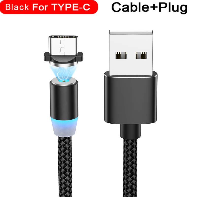 Магнитный mi cro USB кабель для iPhone Xr 11 usb type C кабель для быстрой зарядки для Xiaomi mi Note 10 pro Магнитная Зарядка для samsung s9 - Цвет: black for type c