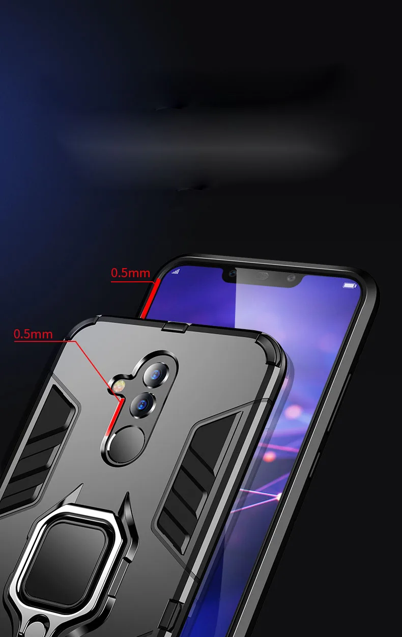 Mate 20 Lite Heavy Duty Armor Metal Ring Drop-proof Case For Huawei Mate 20 Lite SNE-LX1 SNE-L21 SNE-LX3 SNE-LX2L23 Couqe Fundas cell phone pouch