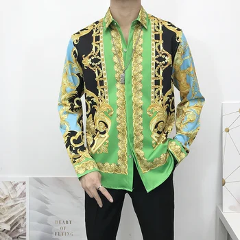 

Mens Shirts Clothing Man Fashion 2020 Printing Camisas Medusa head Morning Glory Plant Long Sleeve Hawaiian Shirt Tops Asia Size