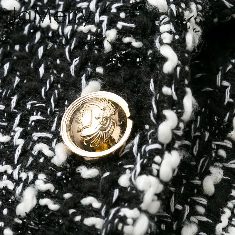 JaMerry, винтажный клетчатый женский Блейзер, пальто, v-образный вырез, длинный рукав, пуговицы, Осень-зима, женские блейзеры, уличная одежда, женские блейзеры, куртки