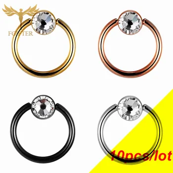 

G23titan 10pcs Lot Crystal Captive Bead Ring 6 8 10mm Nose Septum Ear Nipple Piercing Rings Wholesale Free Shipping