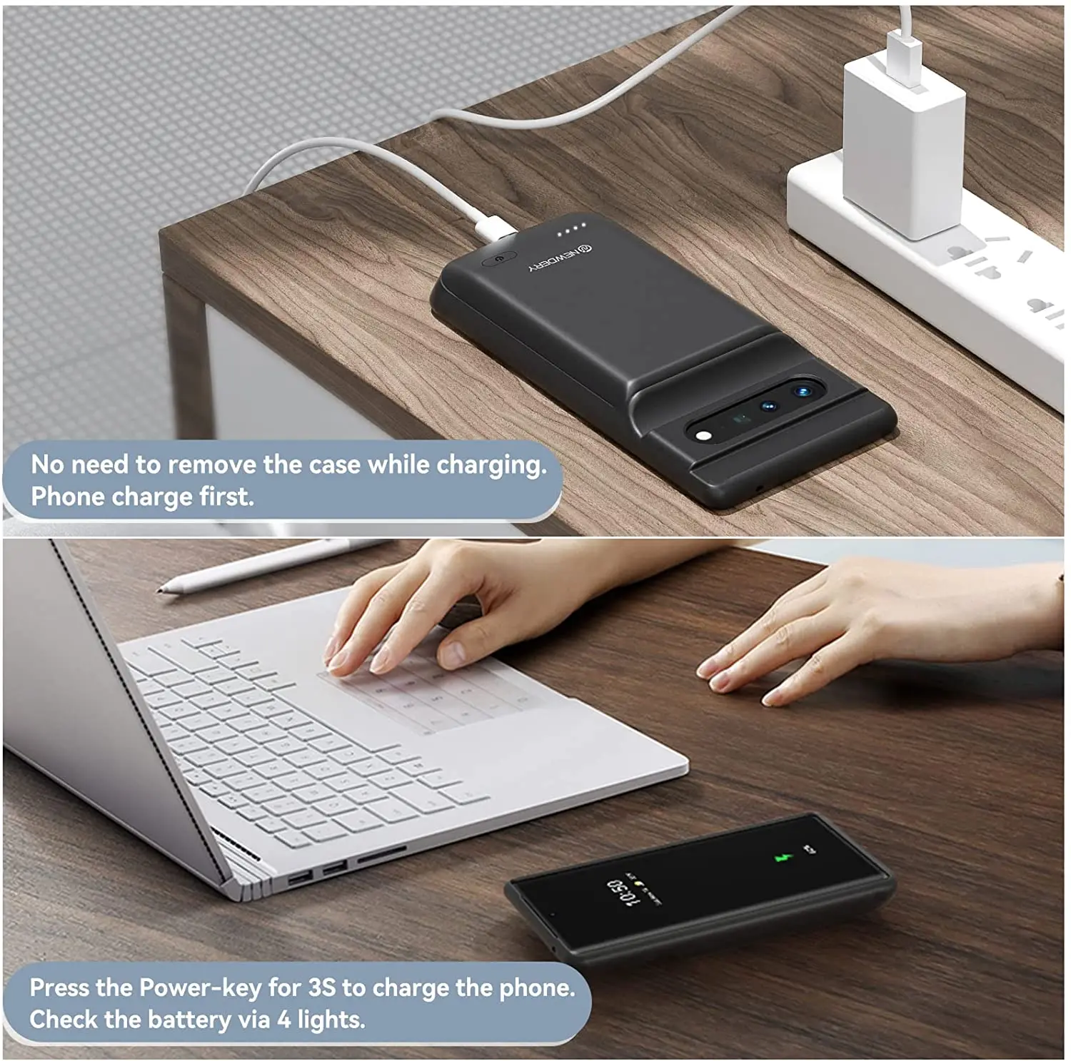 NEWDERY 배터리 케이스 Google Pixel 6 Pro , 10000mAh 충전 전화 케이스, Google Pixel 6 Pro 6.7 인치 용