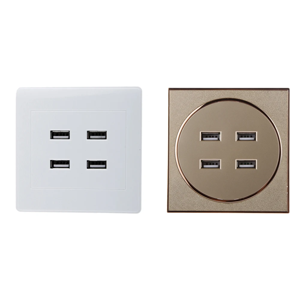 Brushed 3.1A 4 USB Ports Wall Socket Charger Electrical Panel Power Outlet
