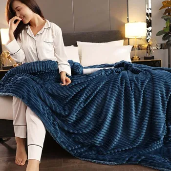 

Flannel Lamb Wool Patchwork Home Blanket Thickened Bedspread Bedding Coverlet Beddding Manta