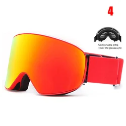 Ski Goggles Anti-fog Double Layer Lens Frameless Windproof Snow Skate Goggles for Both Men Women Youth Outdoor Winter Sports