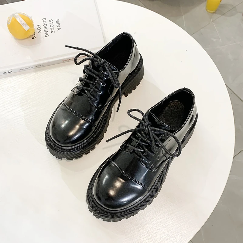 Rimocy/классические черные туфли-оксфорды на платформе с круглым носком для женщин