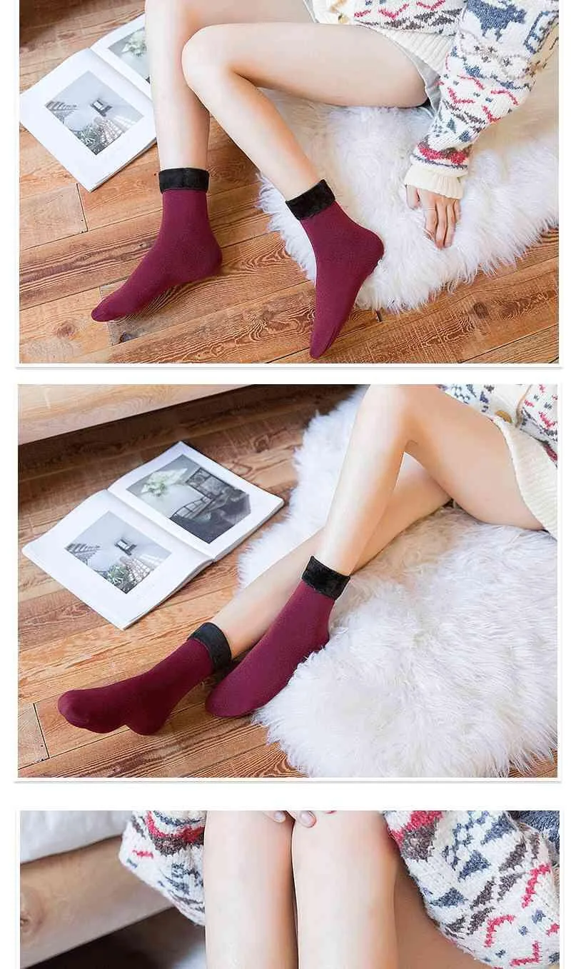 Women Socks Velvet-Boots Socks Cashmere Warm Thicken Autumn Winter Seamless Female Male Home Ankle Socks