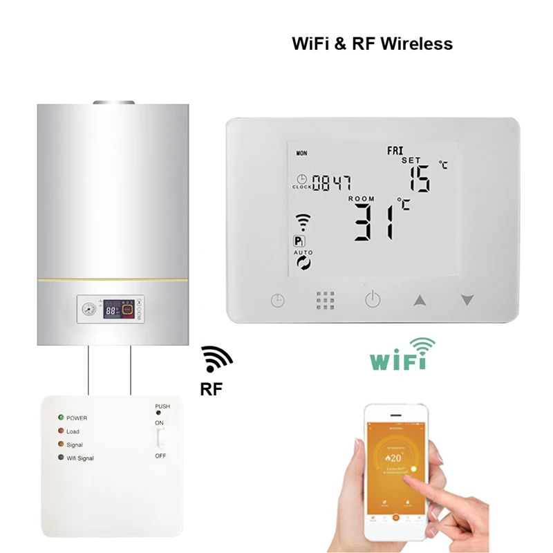 BGL09RF-WIFI беспроводной термостат для бойлера, газовый настенный регулятор температуры, штепсельная вилка европейского стандарта