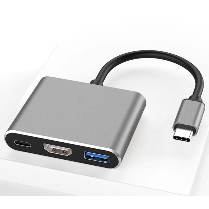 HDMI-PD-USB gray Baolyda USB C док-станция USBC HDMI концентратор Thunderbolt 3 USB 3,1 type c к HDMI VGA 4K адаптер для Mac book matebook Chromebook samsung - Цвет: HDMI-PD-USB gray