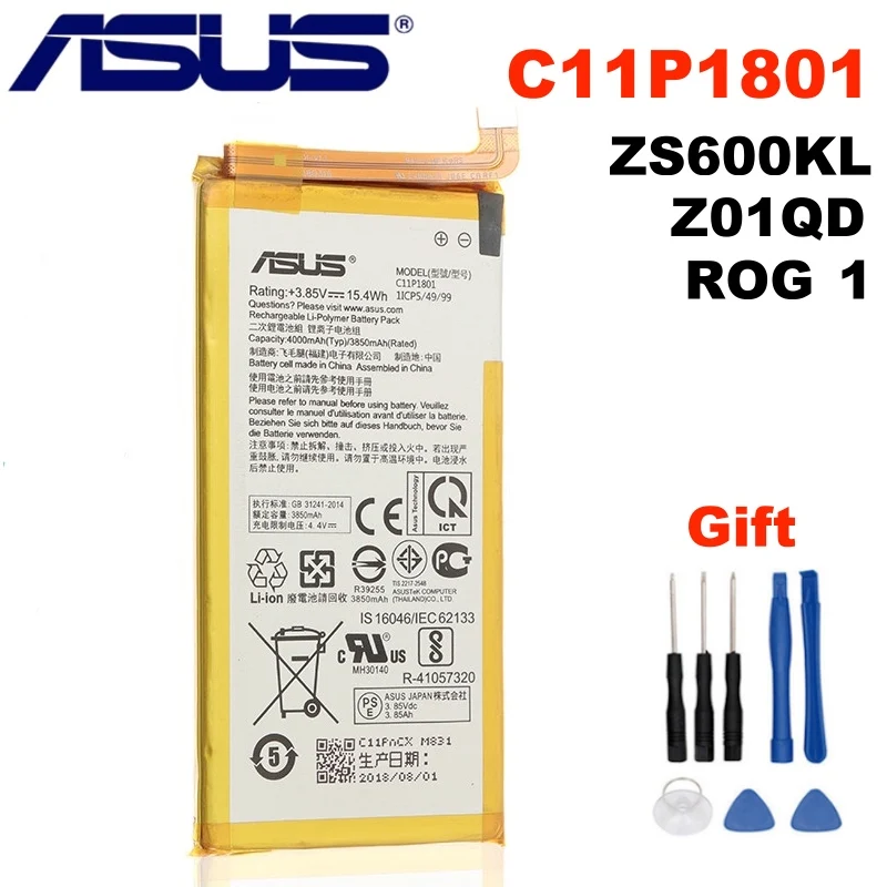 Оригинальный аккумулятор ASUS C11P1801 для ZS600KL Z01QD телефона ROG 1 игровой телефон 4000 мАч +