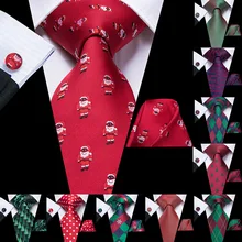 Hi-Tie, рождественские галстуки для мужчин, красные, шелк, Hanky, запонки, набор, подарки для мужчин, Цветочные жаккардовые галстуки, вечерние, большие, мужские галстуки