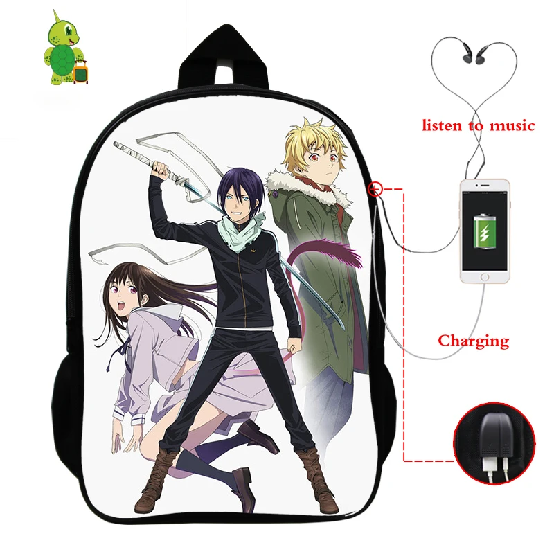 Рюкзак Noragami USB зарядка Рюкзак для ноутбука школьные сумки для подростков мальчиков и девочек ARAGOTO YATO Yukine рюкзак для путешествий