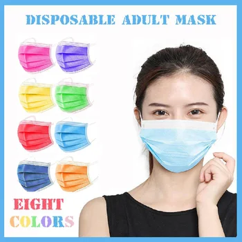 

10-100pcs Mask Disposable Non Wove 3 Layer Ply Filter Mask Mouth Mask Breathable Earloops Masks Multicolor Adult Mouth Face Mask