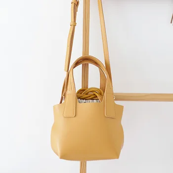 

2020 Women New Fashion PU Built-in drawstring Bag All-match Totes Bag Shoulder Bag Crossbody Bucket Bag Office Daily