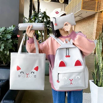 

High school campus backpack female new backpack student bag simple fashion portable canvas bag