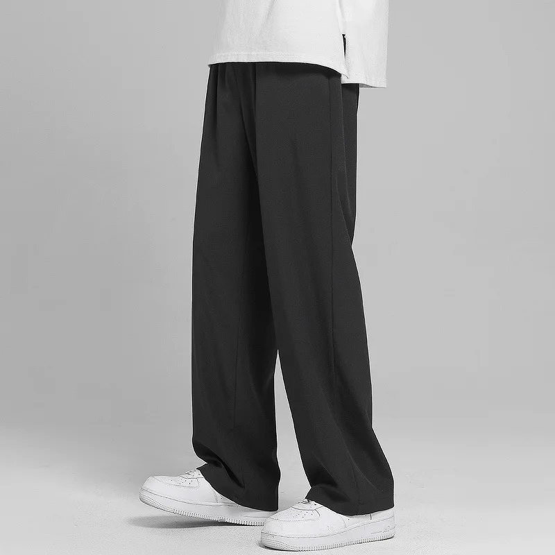 Casual Pants Men Baggy Solid Wide-leg Pocket-pants All-match Summer Breathable Japanese Style Hombre Trousers Fashion Bottom Ins
