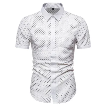 

YS071 Summer Clothing Large Size Short-Sleeved Shirt Five-Pointed Star Printing Men's European Size Men Shirt