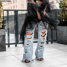 JAYCOSIN джинсы модные женские прямые с дырками отбеленные с карманами Высокая талия джинсы повседневные джинсовые штаны Новинка горячая распродажа джинсы feminino