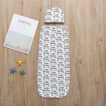 

Baby Soft Letter Printing Sleeping Bags Blankets Swaddling Newborn Infant Sleep Sacks Swaddle Wrap And Hat Set Hot