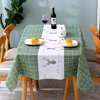 

Nordic Tablecloth Waterproof Oil-proof Table Cover Household Simple Desk Tea Mat Iron-proof Wash-free Dirt-resistant PEVA Cloth