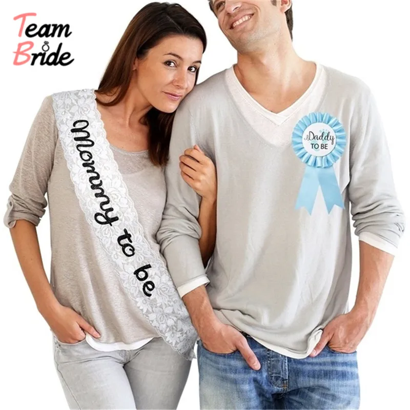 Команда Невесты MOM to be Sash DAD Badge Baby Shower атласная лента розовые Саше плечевой ремень