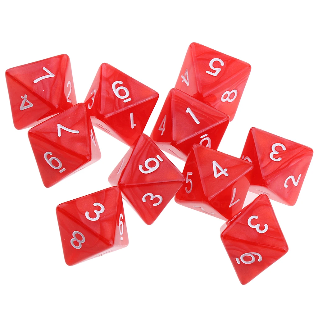 10pcs 8 Sided Dice D8 Polyhedral Dice for Party Table Games Gaming Dice Birthday Parties Board Game