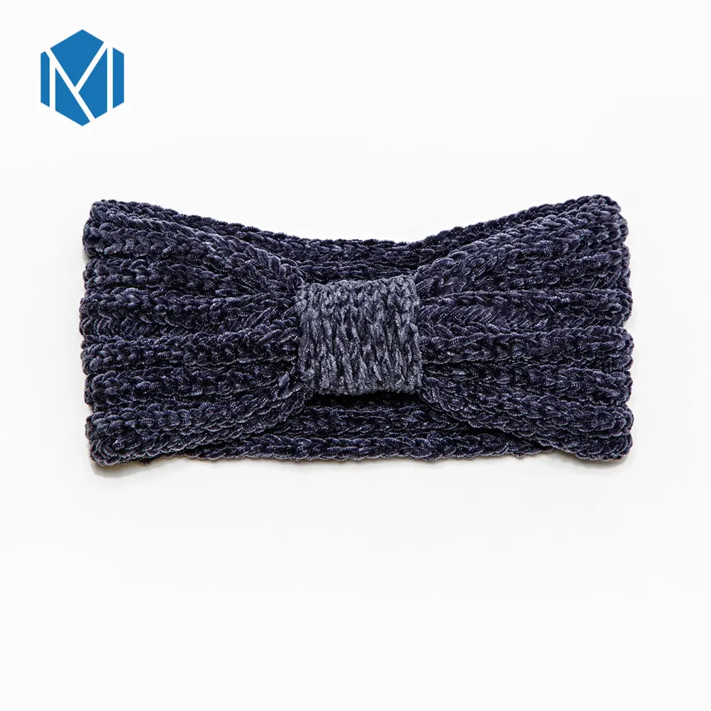 Knot Grey Зимняя теплая шенилловая вязаная повязка на голову для женщин, Модная вязаная повязка на голову для девочек, растягивающаяся повязка на голову, тюрбан, хлопковый головной убор - Цвет: Knot Grey