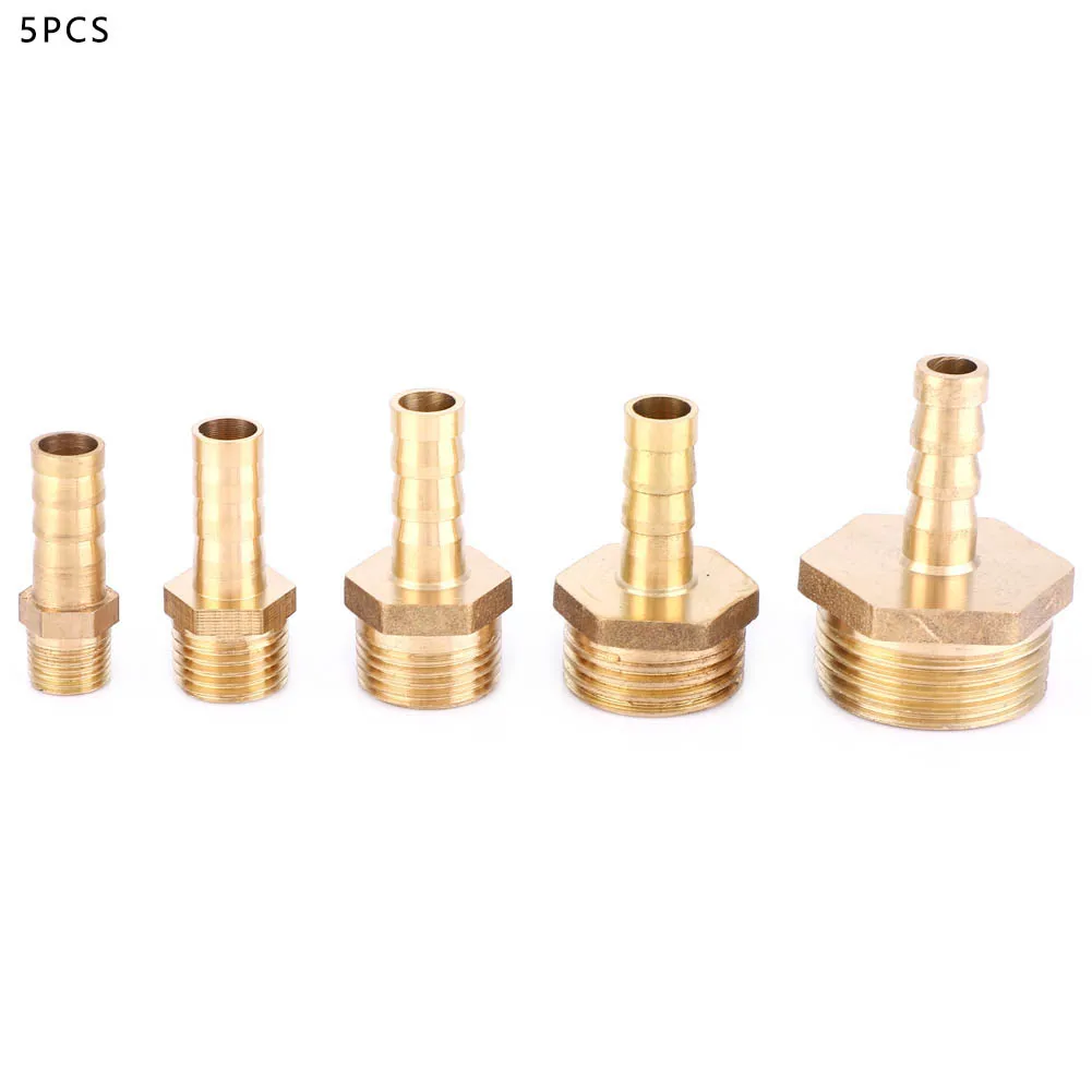 5 pcs 8mm Hose Barb Practical Male BSP Connector Brass Fitting Adapter Coupler |