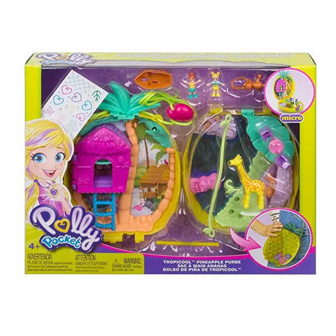 Original Mattel Polly Pocket Wearable Purse Compact Girls Home Toys for Children Mermaid Kid Nesting Reborn Dolls Girls
