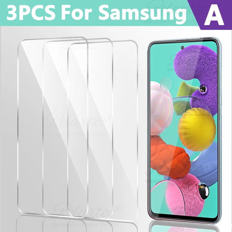 

3Pcs Screen Protector Tempered Glass on For Samsung Galaxy A71 A51 M30S M31 A11 A10s A20s A30s A50s A70s A50 protective Film 9H
