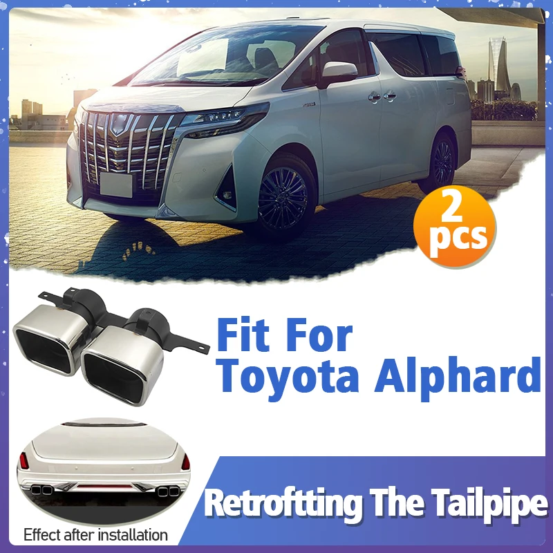 2pcs Square Mouth Dual Outlet Stainless Steel Exhaust Muffler Tube For Toyota Alphard Tail Pipe Tipe Throat Car Accessories | Автомобили и