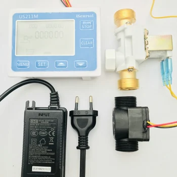 

US211M-USN-HS43TX Dosage Machine Quantitative Controller Water Flow Meter Sensor Reader 1-30L/min 24V with Sensor and Solenoid