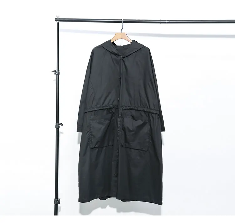 XITAO Плюс Размер Талия Drawstring черный Тренч Женская одежда карман Tide мода индивидуальность над размером d пальто Топ GCC1584