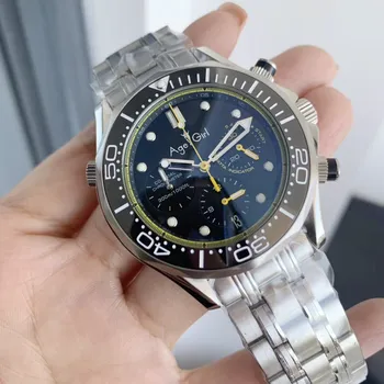 

Classic New Men Speed Ceramic Bezel Stainless Steel Black Blue Speed 300 Racing Japan Quartz Chronograph Sapphire Watches